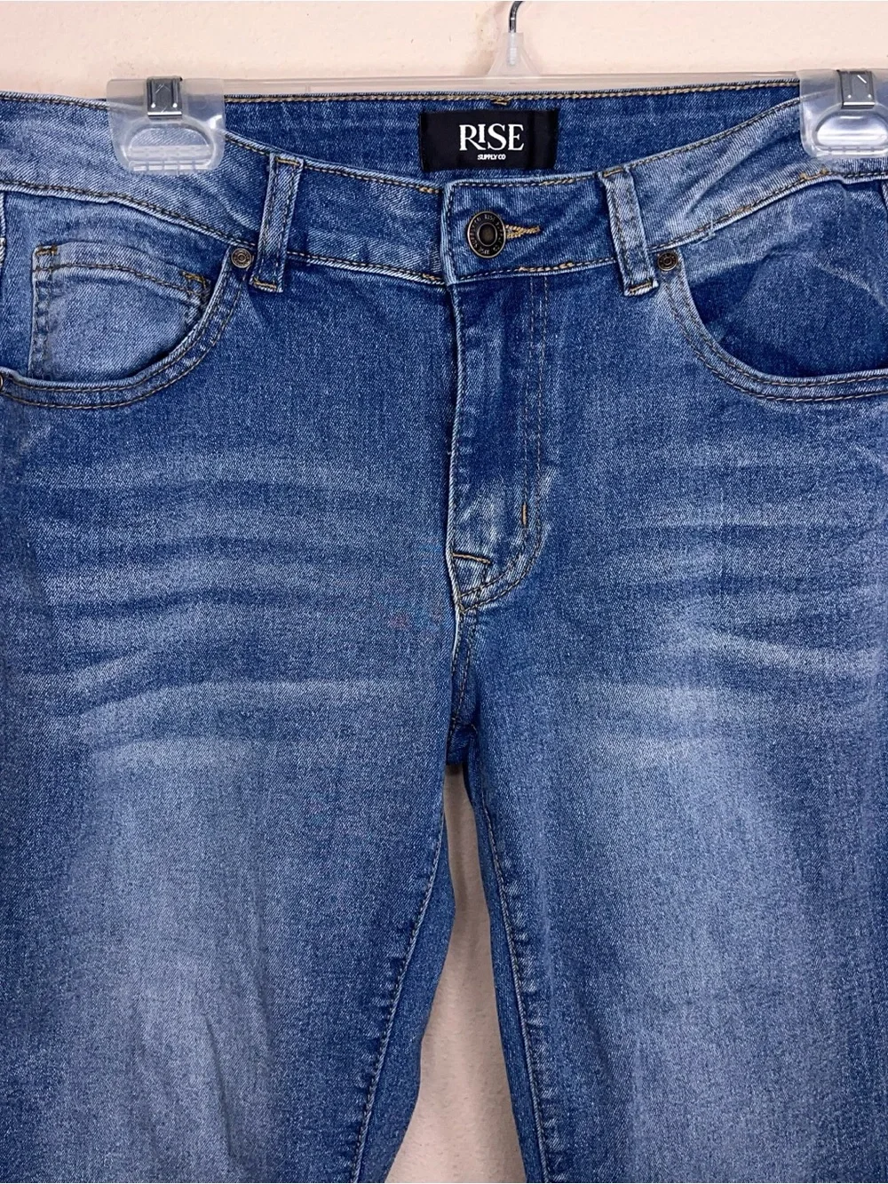 Size 9 Rise Supply Co Blue Denim Jeans Bootcut Style Cotton Blend